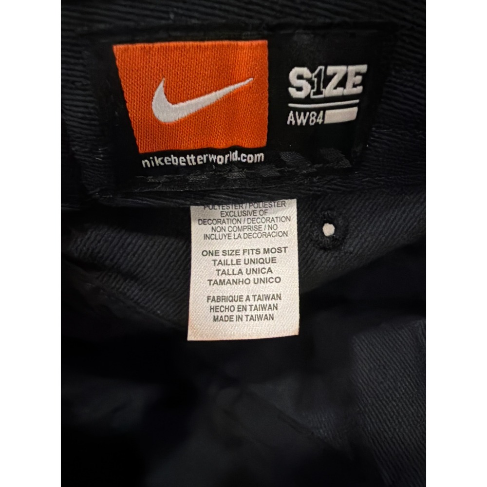 Nike AW84 5 Panel Running Hat Black White Dash Pattern Adjustable Swoosh Cap - Picture 3 of 6